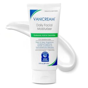 Vanicream Daily Facial Moisturizer, Face Cream with 5 Key Cermides & Hyaluronic Acid, 3 Fl Oz, Formulated Without Common Irritants for Sensitive Skin, Lightweight, Non-Greasy Hydration